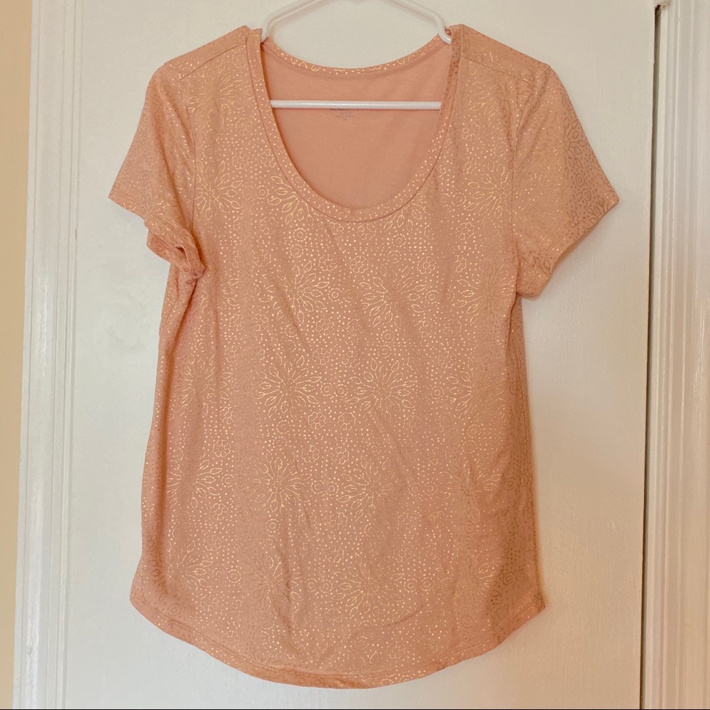 Loft Pale Pink and Gold floral top